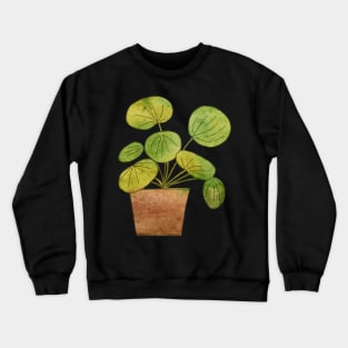 Pilea Plant in a Pot Illustration Crewneck Sweatshirt